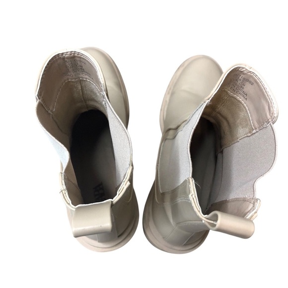 Zara Platform Chunky Mid-Calf Boots 40 Cream/Beige Chelsea Combat Vegan Leather - Picture 10 of 13